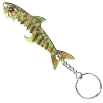 Navna Fun Themed Fish Shape Bottle Opener with Creative Lure Look Metal Alloy Keychain Portable for Home Event and Trip Gift Fish Bottle Opener Keychain