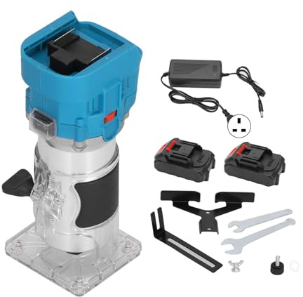 Wood Router Electric Trimmer and Palm Trimming Machine Kit, 1800W Tool for Woodworking Carving and Slotting, AC 80-240V, 30000 RPM No Load Speed, Transparent Base, and 5 (GB Plug 1500w 10