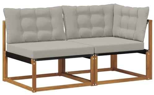 vidaXL Outdoor Mittel- und Ecksofa 2 Stück Natur Massivholz Akazie, Balkonmöbel, moderner Outdoor-Stil, langlebiges Akazienholz-Loungeset für chillige Gartenmomente