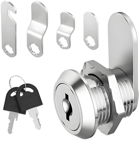 16 mm Cerradura de Buzón, Cerradura de la Puerta de la Caja de Herramientas, Cerradura de Leva, Viene con 2 llaves y 4 Placas de Cerradura Diferentes