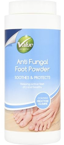 Value Health, Confezione da 2 polvere per piedi anti fungini, 75 g