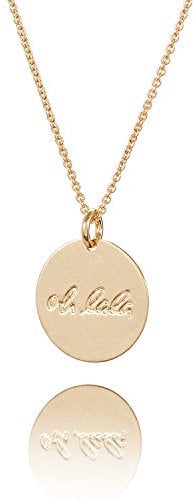 Malaika Raiss Halskette Damen runder Kreis-Anhänger Gravur Oh La La 24 Karat vergoldet - N3133oh