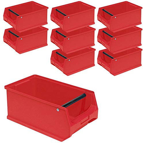 BRB 9x Sichtbox PROFI LB 3T mit Tragstab, LxBxH 350x200x150 mm, Inhalt 7,6 Liter, rot