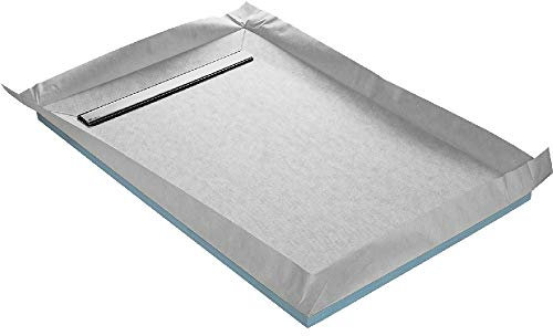 Receveur de douche à carreler caniveau 4 pentes + natte étanche + siphon ultra plat - 100 x 100 cm