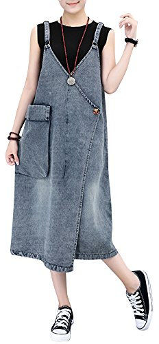 ZiXing Donna Elegante Jeans Salopette Vestito Denim Gonna Overall Salopette di Jean Abiti Tuta Blu XX-Large