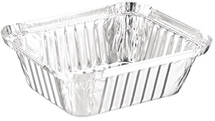 Fiesta Medium Aluminium Foil Containers 120x145mm, Pack of 500 | Imperial measurements of 4 3/4 x 5 3/4 included, offering leak-resistant storage for commercial catering takeaway service.