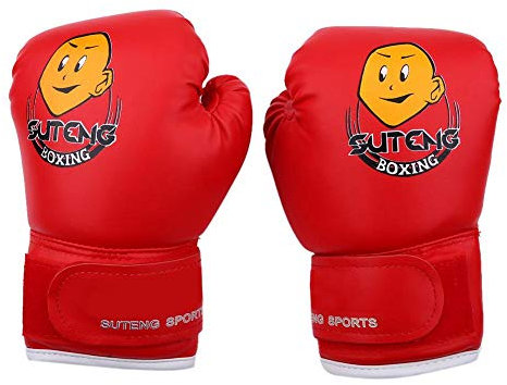 VGEBY1 1 Paar Kinder Boxhandschuhe, Muay Thai Kampfhandschuhe Boxsack Sparring Mitts für Kinder(Rot) Sportgeräte Für Kinder