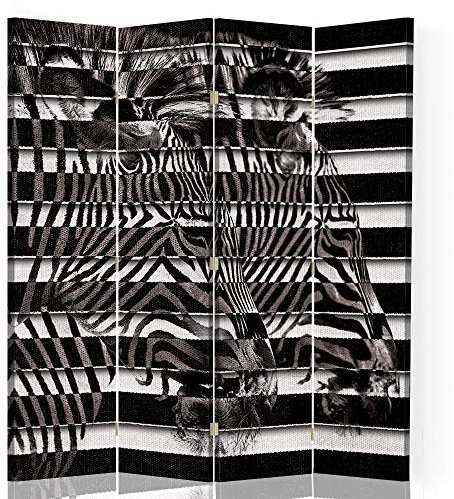 Raumteiler Trennwand Zebra Paravent 4-teilig Streifen schwarz-weiß 145x175 cm