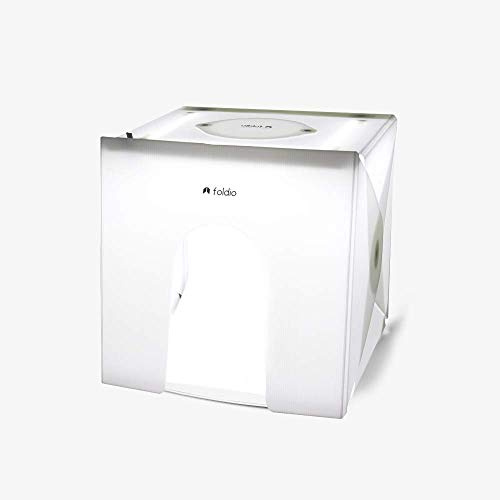 Foldio2 Plus + Frontabdeckung (Lichtzelt für Produktfotografie mit Reflexionsabdeckung / 45 x 45 cm/Tragbares Studio, dimmbare LED-Chips, CRI 97+)
