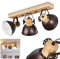 HOFSTEIN Deckenlampe Orny, Deckenleuchte aus Metall/Holz in Anthrazit/Weiß/Braun, 3-flammig, mit verstellbaren Strahlern, 3 x E27-Fassung, Spot im Retro/Vintage Design, ohne Leuchtmittel