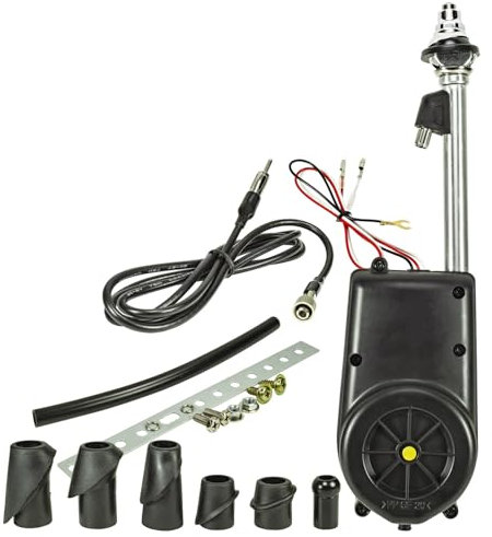 tomzz Audio 1000-058 Universal Motorantenne FM AM Anschluss DIN Stecker (M) verchromte Teleskope 5 teilig kompatibel mit z.B. Mercedes Opel BMW