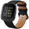 KADES Armband, kompatibel mit Fitbit Versa 2, echtes Leder, Ersatzarmband mit Schnellspannstift, kompatibel mit Fitbit Versa und Fitbit Versa Lite Edition, für Herren und Damen, groß, Schwarz