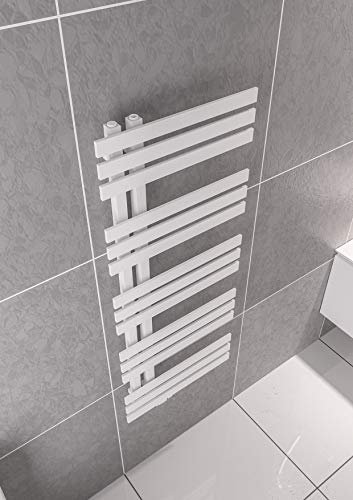 Mert ELEN Design Heizung Paneelheizkörper gerade elektrisch oder Warmwasser 1/2 Zoll Bad-Heizung 1200x500 Bad-Heizkörper Anschluss 50 mm weiß Handtuchhalter für Wandmontage