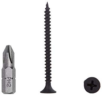 (Pack of 350 pcs) Black Phosphate Carbon Steel 3.5 x 45 mm Drywall Screws, Fine Thread, Phillips Bugle Head, Drywall Sheetrock Fasteners (350, 3.5 x 45 mm)
