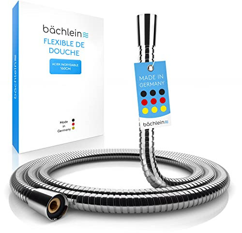 Bächlein Edelstahl 304 Brauseschlauch mit doppelten Verdrehschutz, flexibler und knickfester Duschschlauch in 1,6m Länge - Made in Germany, universelles G ½” Anschlussmaß