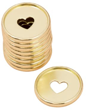 Craftelier - Metallscheiben M-Ringe mit gestanztem Herz für Scrapbooking Einband für Planer, Agenden, Notizbücher oder Alben | Packung mit 9 Stück à 35 mm - Farbe Gold