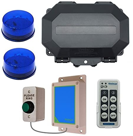 Wireless Commercial Doorbell Flashing Led Kit Inc Heavy Duty Push Button & 2 X Blue Flashing Leds