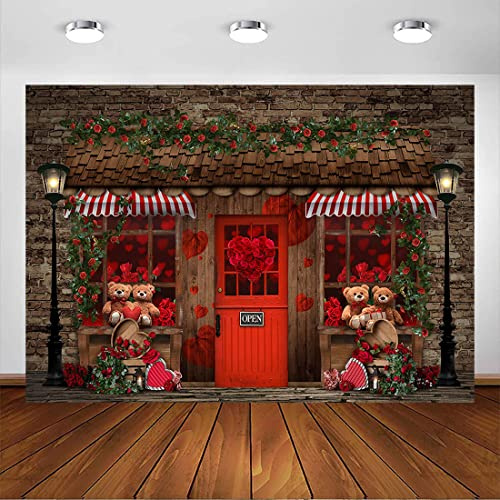 Avezano Valentinstag Fotografie Hintergrund Rote Rose Backsteinmauer Valentine Portrait Hintergrund Blumenladen Liebe Hochzeit Brautdusche Kulissen Portrait Photo Booth Requisiten (7ft x 5ft)