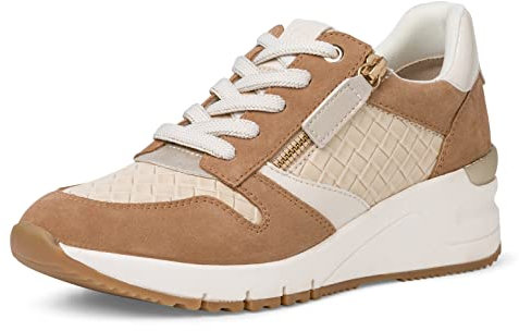 Tamaris Damen Low-Top Sneaker, Frauen Halbschuhe,Wechselfußbett,Comfort Lining,Sportschuhe,Freizeitschuhe,Camel/BEIGE ST,41 EU / 7.5 UK