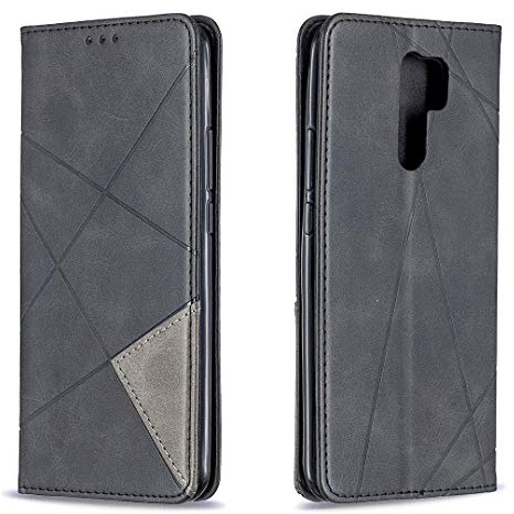 Posanter Coque pour Xiaomi Redmi 9, Housse Portefeuille en Cuir Etui de Protection avec Slim TPU Silicone Bumper Antichoc Magnétique Flip Case, Porte Cartes avec Fonction Support Cover (Noir)