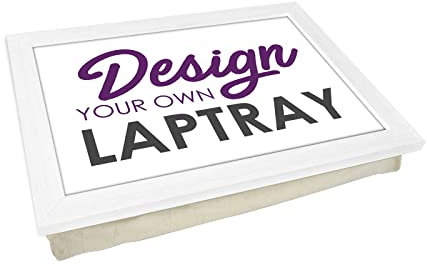Design Your Own Personalised Photo Lap Tray. Handmade Wooden Frame, Beanbag Cushioned Base | Use Your Photo | Computers, Laptops, Meals, Food, Dinner, Serving, Laptray With Cushion (White)