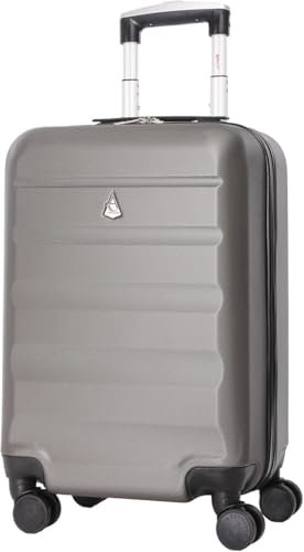 Aerolite 55x35x25cm Hartschale Kabinenkoffer für KLM, Air Europa, Air France, ITA Airways & Transavia – 42L Leichter Hartschalenkoffer Reisekoffer Handgepäck Trolley Koffer 55x35x25 mit 4 Rollen Grau