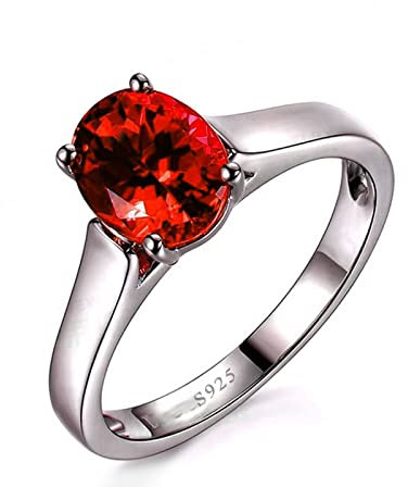 Daesar Ehering Damen Silber 925, Ringe Solitär mit Rot Zirkonia Trauring Nickelfrei für Frauen Gr.57 (18.1)