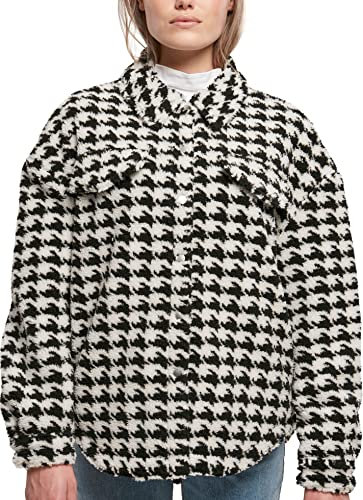 Urban Classics Damen Ladies AOP Sherpa Overshirt blackhoundstooth, XXL