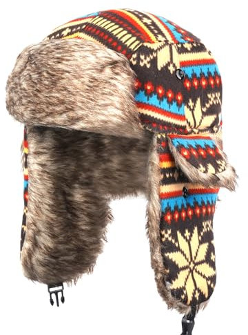 HEHEMM Winddichte Bombermütze, Damen-Wintermütze, warme russische Mütze, weibliche Ski-Trapper-Ohrenklappe, russische Mütze