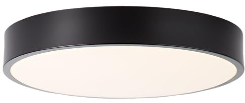 Lightbox Basic LED Wand- & Deckenlampe mit warmweißer Lichtfarbe (3000 K) | 1500 lm | Ø 33 cm | 12 W | zeitlose Deckenleuchte für den Flur | aus Metall/Kunststoff in Weiß/Schwarz