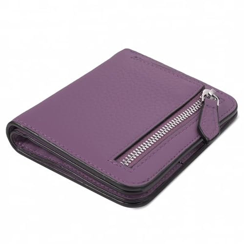 GADIEMKENSD Small Purses for Women RFID Blocking Bifold Soft Leather Wallet Credit Card Holders with Zip Mens Mini Coin Pocket Wallets Money Organisers Case for Travel Gift Minimalist Purple
