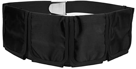 Cintura per Pesi da Sub, Fibbia a Sgancio Rapido Cintura per Pesi da Immersione Regolabile Cintura per Marsupi con 4 Tasche per le Immersioni, Snorkeling, Apnea (Nero)