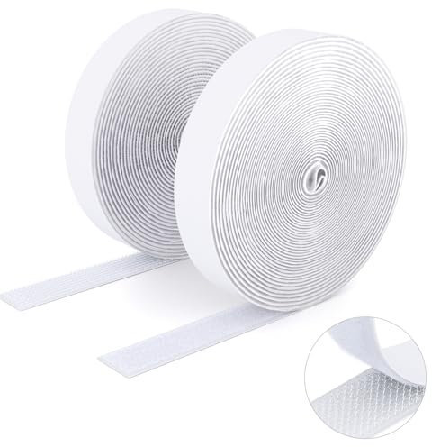 SUTOUG Nastro autoadesivo extra forte - 20 mm× 5 m Nastro autoadesivo a strappo e gancio Nastro biadesivo per interni ed esterni - biadesivo - Bianco