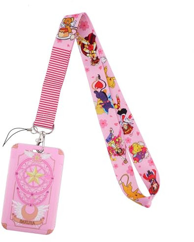 Kivenda Cardcaptor Sakura Schlüsselband Schlüsselband mit Kartenhalter - Umhängeband für Ausweise, Ausweishalter und Handys (Stil A)