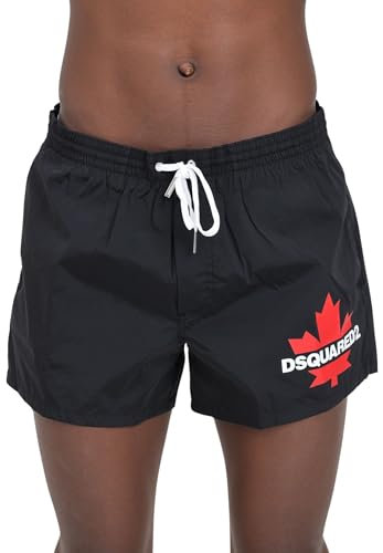 DSQUARED2 Shorts Mare Neri da Uomo con Stampa Logo 46