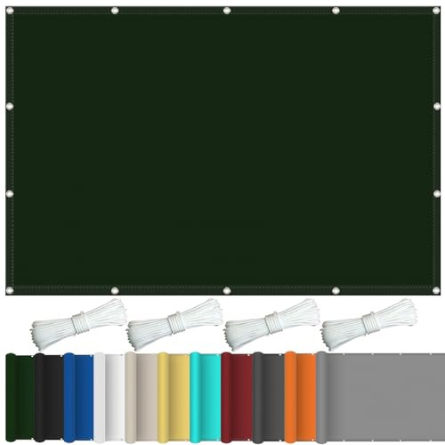Voile D'Ombrage Carrée 4 x 6 m Toile Ombrage UV Protection Résistant Aux UV Toile D'Ombrage pour Piscine, Camping, Pergola avec Oeillets et Corde, Vert Foncé