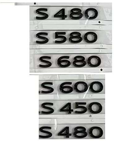 LAZIRO Brillante, glänzende, Schwarze Buchstaben, Zahlen, Kofferraum-Embleme, passend for Mercedes, passend for Maybach S480 S580 S680 S600 4MATIC (Size : S 600)