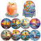 MOGTAA Peinture Diamant Dessous de Verre Phare, 8PCS Kit Diamond Painting Paysage, DIY sous-Verres Art de Diamant avec Support, Kits de Peinture Diamant pour Adulte Enfants
