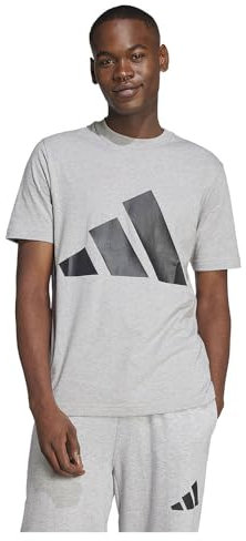 adidas Herren Essentials BIG Logo Single Jersey Tee, Medium Grey Heather/Black, S