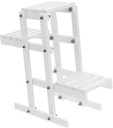 1 Stück Pflanzenregal Drahtgestell Regal Bambus Pflanzenregal Pflanzen Pflanzentopf Regal aus Holz Blumenregal Haushalt Dekorieren kleines Regalgestell aus Holz Eckgestell Holz weiß