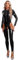 TiaoBug Damen Wetlook Bodysuit Ouvert Hose Latex Catsuit Lack Leder Overall Jumpsuit Langarm Shirt Top Hot Pants Sexy Dessous Gogo Clubwear Schwarz J S