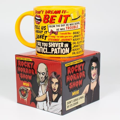 The Unemployed Philosophers Guild Rocky Horror Show Tasse – mit ikonischen Zitaten aus dem Kult-Klassiker, kommt in einer lustigen Geschenkbox, 400 ml