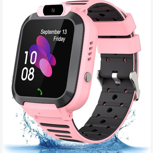 Olivfant Montre Connectée Enfant, Montres Connectées étanches avec Tracker, Réveil SOS, Caméra, Montre-Bracelet Numérique, Cadeaux d'anniversaire de Noël pour Garçons et Filles de 3-12 Ans (Rose)