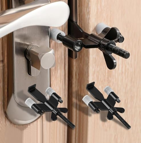 Lot de 2 serrures de porte temporaires pour la sécurité des voyages, l'autodéfense - Cadeau pour femme - Appartement - Chambres d'hôtel - Sécurité pour voyageurs Cerradura Portatil Puerta - Sans