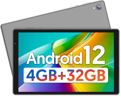 BAKEN 10 Inch Tablet, Android 12 Tablets, 4(2+2) GB RAM, 32GB ROM, 1280x800 IPS HD Touchscreen, Quad Core Processor, GMS, WiFi 6, 6000mAh Battery, Bluetooth Tablet PC, Dual Camera, Games(Darkgrey)