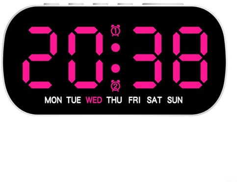 Praktische LED-Digitaluhr mit Sprachaktivierungsfunktion und mehreren Helligkeitseinstellungen (Rosarot)