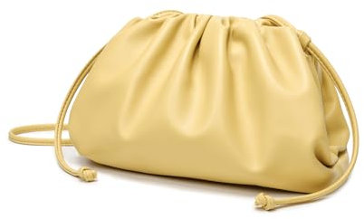 Huralona Elegante Clutch-Geldbörse aus veganem Leder, super weich, mit Wolkenmuster, Clutch-Tasche für Damen, PU-Abendtasche, Handtasche, Hellgelb, Small