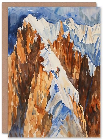 Artery8 Greeting Card Mountain Climbing Sport Summit Snow Climbers For Her Woman Birthday Card