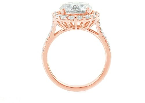 Wycian Eheringe Vintage, Ring Personalisiert Rosegold 14K Größe 53 (16.9) Moissanit Rundschliff Weiß Npassbar Für Jahrestag