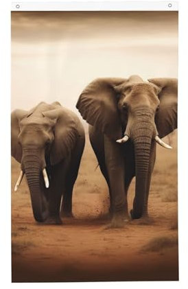 Flagge mit wilden Tieren, Elefanten, 90 x 150 cm, für drinnen und draußen, vertikal, doppelseitig, Gartenflagge, Wandkunst, großes Banner, Schild, Hof, Hausflaggen für den Außenbereich